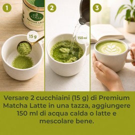Almar - Tè Matcha Latte Premium 7%, The Matcha con Avena e Fibre Vegetali Senza Glutine e Lattosio, Preparato in Polvere Cremoso Facile e Veloce, 24 Porzioni, Lattina 360g, Made in Italy