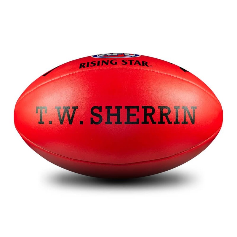 Sherrin AFL Rising Star Leather Football, Red, Size 3