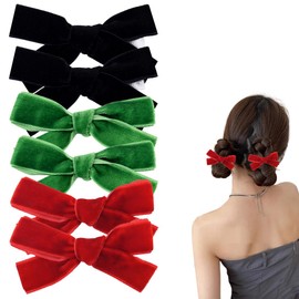 Christmas Hair Accessories Bow Hair Clips for Women Girls Xmas Christmas Bows for Hair Braids Ponytail Clips Christmas Hair Bows for Girls Women Girlfriend Christmas Gifts Xmas Hair Barrettes 6 Pcs