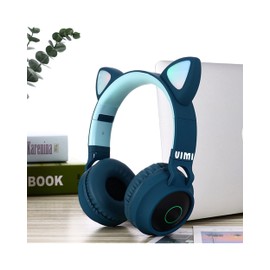 Vimi Audifonos Diadema Bluetooth Oreja De Gato 3.5mm SD Radio (Azul Marino)