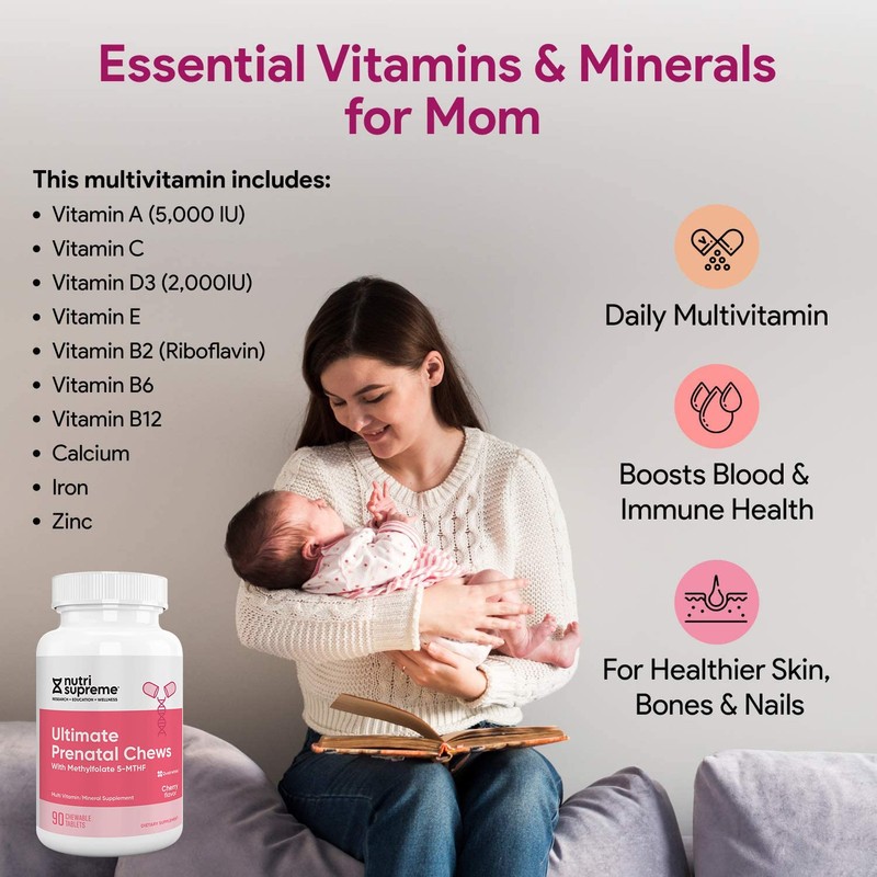 Nutri Supreme Prenatal Vitamin, Chewable Prenatal Vitamins for Women with