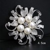 Simulated Pearl Flower Rhinestone Wedding Brooch Crystal Corsage Collar Pin
