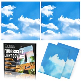 ANGSYLTH 4 Pcs Fluorescent Light Covers - 2 x 2 Feet Covers for Ceiling Lights, Magnetic Light Filters for Classroom, Office, Hospitals, Home (Blue Skies & White Clouds)