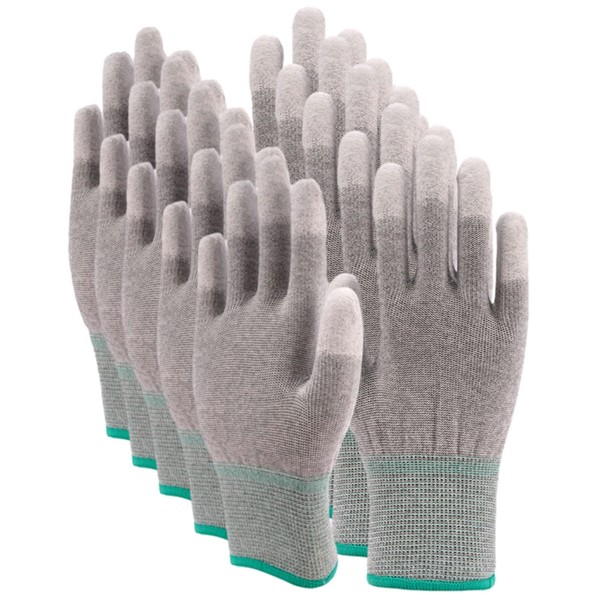 Aquamie Anti-Static Anti-Static Gloves Fingertip Coated Carbon Fiber Anti-Static Gloves Work Set of 5 Pairs (S)