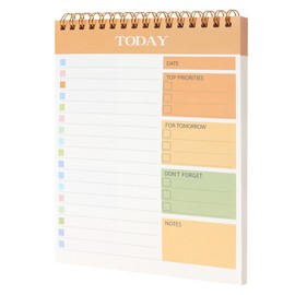 JUNART Daily Planner Notepad,8.5 "×5.7" To Do List Notepad Spiral Bound, Clear Cover Portable Daily Planner for Students,Commuters,Office,Home(Orange)