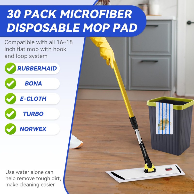 Replacement Disposable Microfiber Pad Fit for Rubbermaid Quick Connect Mop