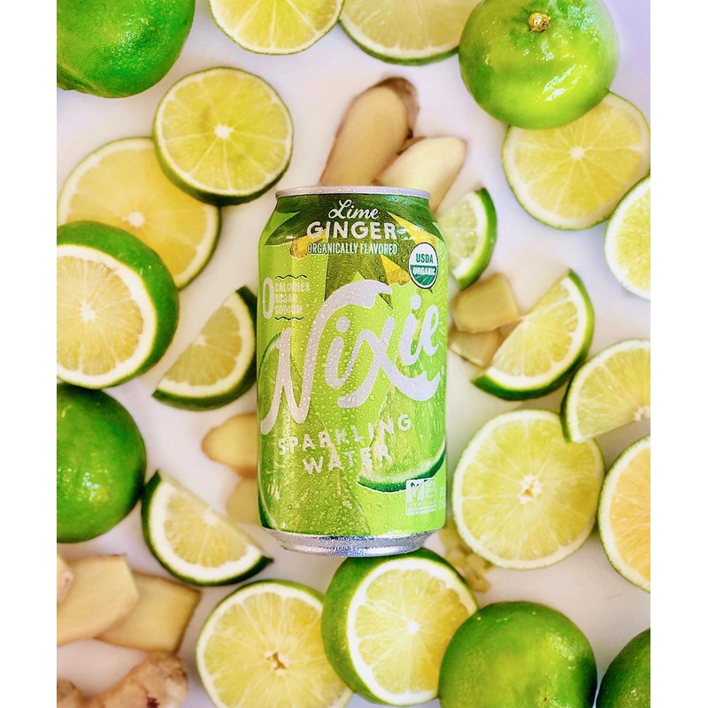 Nixie Sparkling Water, Lime Ginger | 12 fl oz cans,