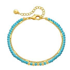 ALRNBY Turquoise Bracelet for Women Non Tarnish Beaded Bracelets 18K Gold Plated Bracelet Western Jewelry Blue Bracelets (Color1)