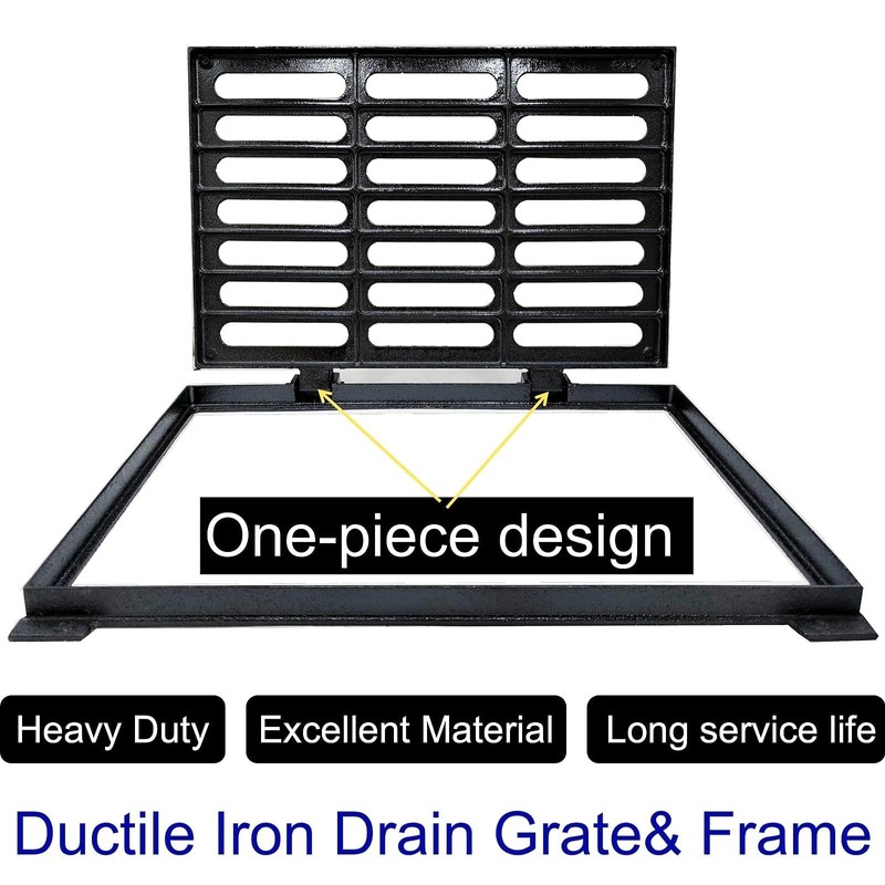 MASSLUNT Cast Iron Drain Grate and Frame 24x16 in, B-Class