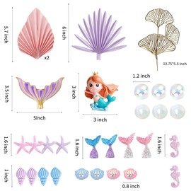 Mermaid Cake Toppers Under the Sea Mermaid Tail Cake Decorations for Birthday Baby Shower Party Supplies (Style 1)