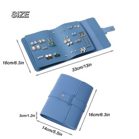 LAKE OF FIRE Earring Holder Organizer with Foldable Book Design Earring Book Organizer, Portable Pu Leather Travel Earring Case (Blue)