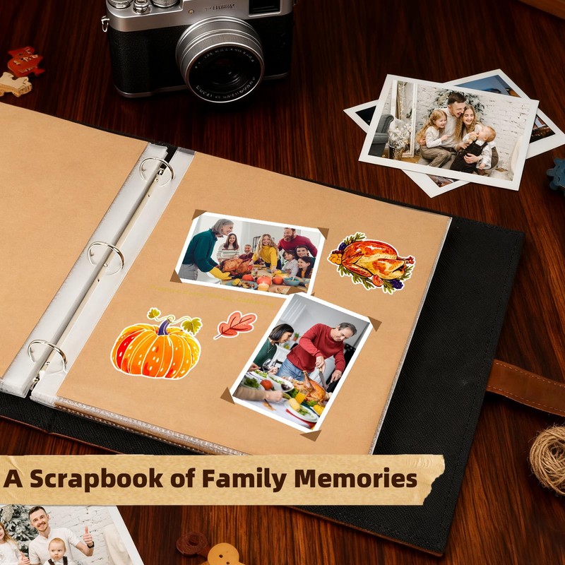 Vienrose 13"x11" Scrapbook Album Gift Set Faux Leather DarkBrown 60
