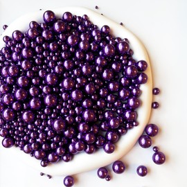 Chuxin 1050PCS Assorted Pearls No Holes, 3-14mm Purple Pearl Beads, Loose Beads Without Holes, Round Pearls for Vase Fillers, DIY, Table Scatter, Wedding, Birthday Party, Home Decoration