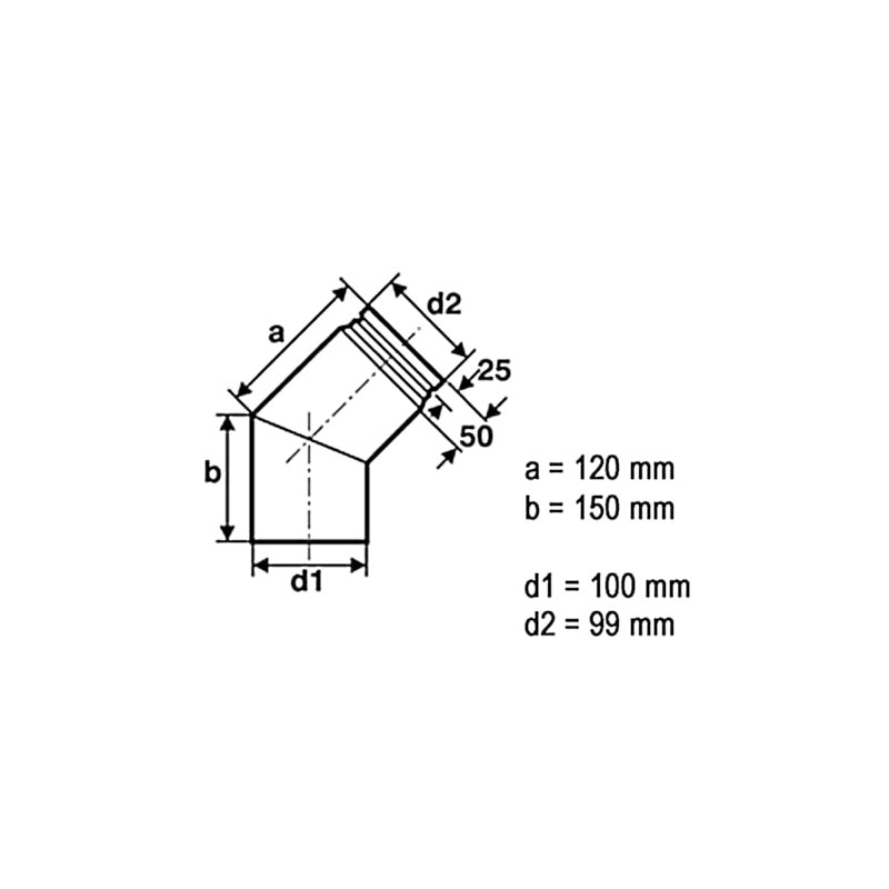 RAIK 100210198 Pellet Pipe/Stove Pipe 100 mm 45 ° Bend