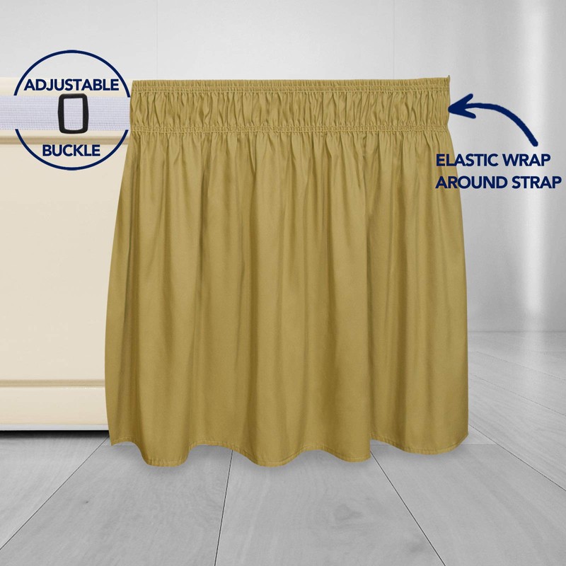 PureFit Wrap Around Ruffled Bed Skirt with Adjustable Elastic Belt