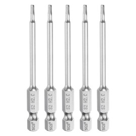 QUARKZMAN Hexagon Hex Screwdriver Bit Set 2 mm (H2) Metric 1/4 Inch Magnetic 75 mm (3 Inch) Long S2 Steel Screwdriver Bits Key Hex Pack of 5