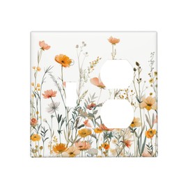 Wpshijia Light Switch Cover Rustic Wildflowers Vintage Boho Herbs Floral 2 Gang Decorative Switch Plates 1 Toggle Duplex Combo Outlet Covers GFCI Wall Plates Socket Covers for Bathroom Bedroom Decor