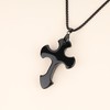 COAI Womens Mens Stainless Steel Chain Religious Cross Black Obsidian