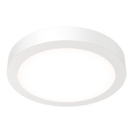 Juno Slim Basics 6 Inch LED Ceiling Light, Low Profile Surface Mount Downlight for Shower or Closet Lighting, 3000K/4000K/5000K Selectable White Light, Edged Trim, Wet Rated, Matte White