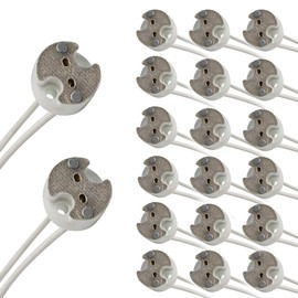 Pack of 20,G5.3 / GU5.3 / MR16 / G4 / MR11 Round Ceramic LED Halogen Lamp Light Bulb Socket Holder Base Wire Connector Adapter MR16 (20 Pack)