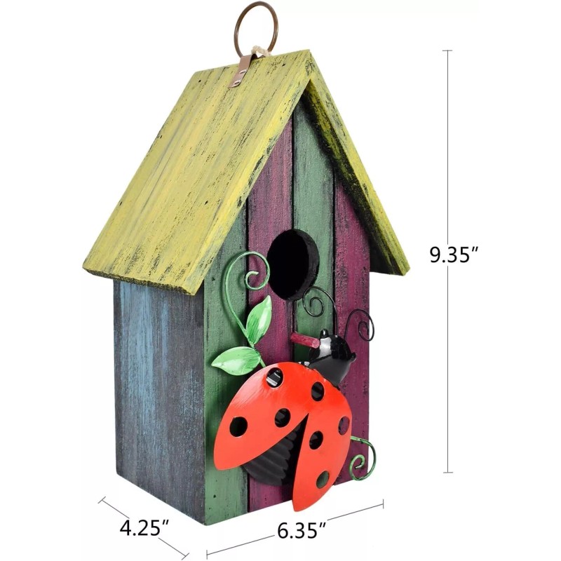 Bird Wooden Decorative Hanging Bird House Hand Painted Birds Box