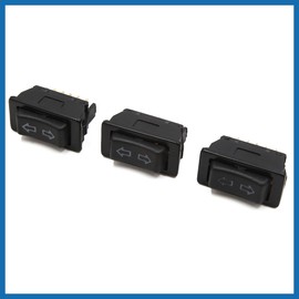 A ABSOPRO 5 Pins Car Power Window Door Electric Switch Control Button with Tool Window Control Switch Black (Set of 3)