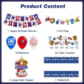 127 Pieces of Baseball Party Decorations, Baseball Birthday Party Decorations with Baseball Backdrops, Tablecloths, Birthday Banners, Baseball Plates and Cutlery 20 Person Supplies