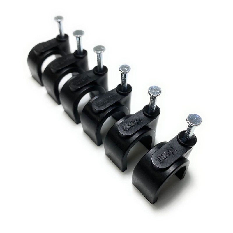 180 Pcs 14mm Type K Round Cable Clips Black