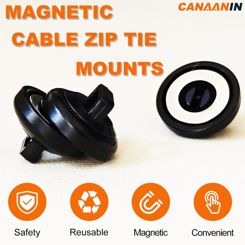 CANAANIN Magnetic Cable Zip Tie Mounts Clips Multipurpose Zip Ties