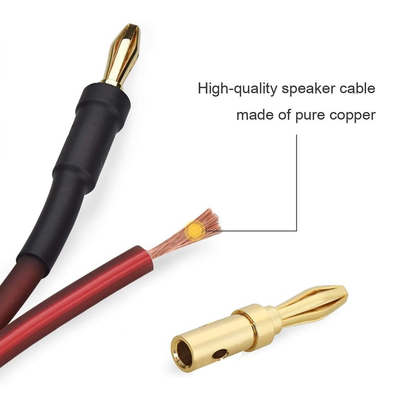 LONPOO Pure Copper Speaker Cable with Gold Plated Banana Connectors
