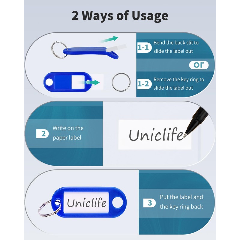 Uniclife 10 Pieces Key Tags 5.1 cm Soft Plastic Key