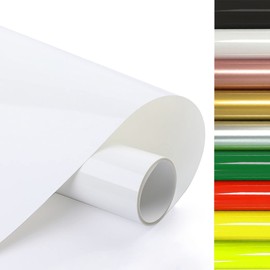 FOSER Heat Transfer Vinyl, 12" × 9.8ft Vinyl Roll, Textile Iron-On Transfer Foil for DIY T-Shirts, Fabric (White)