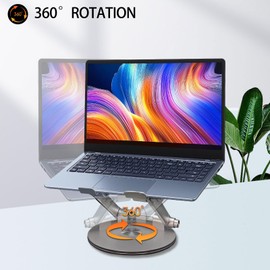 lcocove Laptop Stand for Desk, Adjustable Computer Stand with 360° Rotating Base, Ergonomic Laptop Riser for Collaborative Work, Foldable & Portable Laptop Stand, fits for All 10-16" Laptops