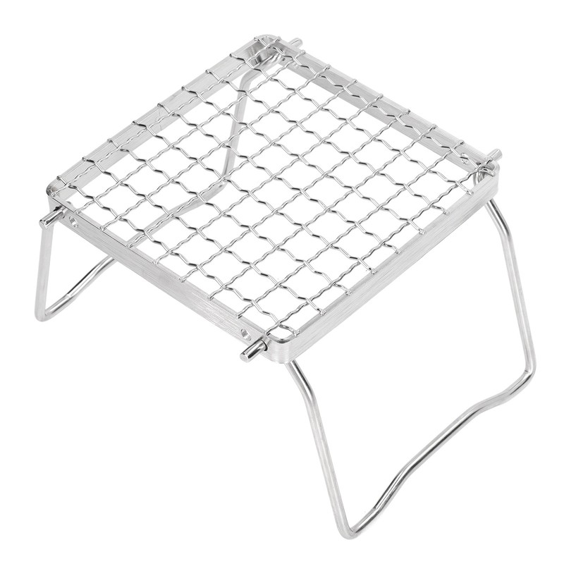 Portable Campfire Grill Silver Mini Folding Grill Rack Stainless Steel