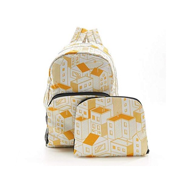 Eco-Chic Foldable Backpack (Yellow Houses, Medium)