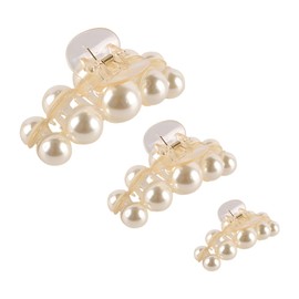 Sarini 3 Stück Haarspangen mit Perlen für Damen, Haarspangen für feines Haar, künstliche Perlen, Schönheits-Haarspangen für Damen und Mädchen, Zubehör für langes Haar (3 Größen)