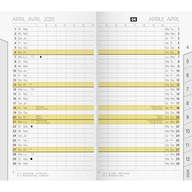 rido/idé Monthly Replacement Calendar, Four Language Model M Planner (2025), 2 Pages = 1 Month, A6, 32 Pages, White