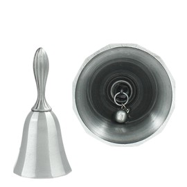 Zorveiio Super Loud Solid Brass Hand Call Bell, Silver Steel Hand Bell 4"(H) 2"(D) Call Bell, Small Handbell Gift Jingle Ringing Bell for Wedding Christmas Game School Church Restaurant Service