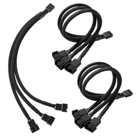 KUOQIY 3 Pieces Computer PC Fan Power Cable 1-to-3 Converter, 4-Pin PWM Fan Splitter Cable, 3-Way PWM Fan Splitter Cable, for Computer Case 4/3-Pin Cooler
