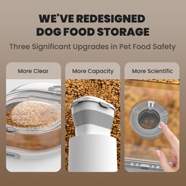 DDMOMMY 32-35 Lbs Dog Food Storage Container,Collapsible Dog Food Container with Clear Airtight Lid,Wheels,Date Track,Pet Food Storage Container for Rice,Flour,Sugar,Dog Food Scoop and 2PCS Containers