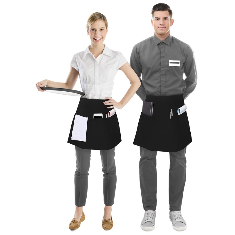 Utopia Wear 4 Pack Server Apron with 3 Pockets, Waist