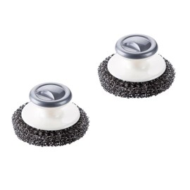 2Pcs Gray Stainless Steel Scrubber with Handle, Steel Wool Scrubbers Heavy Duty Scrubbing Cleaning Brush Wash Steel Scrubber Cleaner for Dishes Pot Pan Grill Sink Ovens Tough Cleaning Cleaning Tools