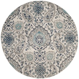 Safavieh Madison Collection MAD600C Bohemian Chic Glam Paisley Area Rug, 9' Round, Cream/Light Grey