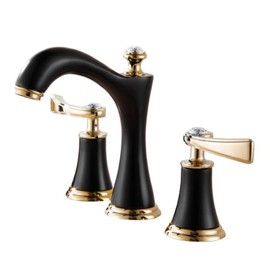 3 Hole Basin faucets, Bathroom Basin Mixer Faucet Split Cold & Hot Two Handles Bathroom Sink faucets-Black (Color : White)
