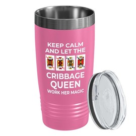 Cribbage Player Pink Edition Viking Tumbler 20oz - Let the cribbage - Pinochle Card Game Joke Adult Beer Player Sassy Gambling Gambler