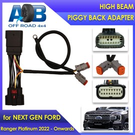 High Beam Piggy Back Adapter for Next GEN Ford Ranger Platinum (2022 ~ Onwards) Headlight Black 16 pin