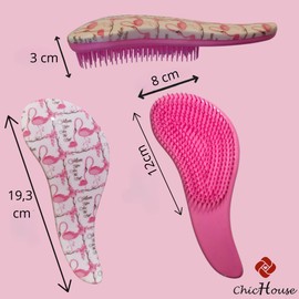 Entwirrungsbürste, Entwirrungsbürste, Haarbürste mit weichen Borsten, Haarbürste für Reisen, Geschenk (Rosa Flamingo, groß)