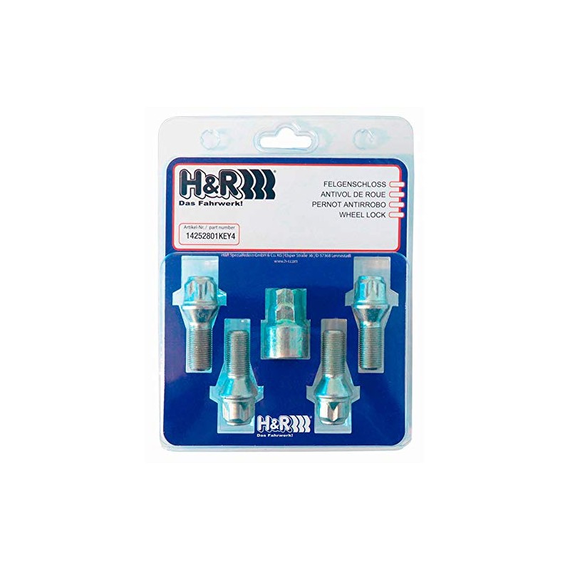 H&R 14252801KEY4 Rim Lock – Set of 4 Cone 60