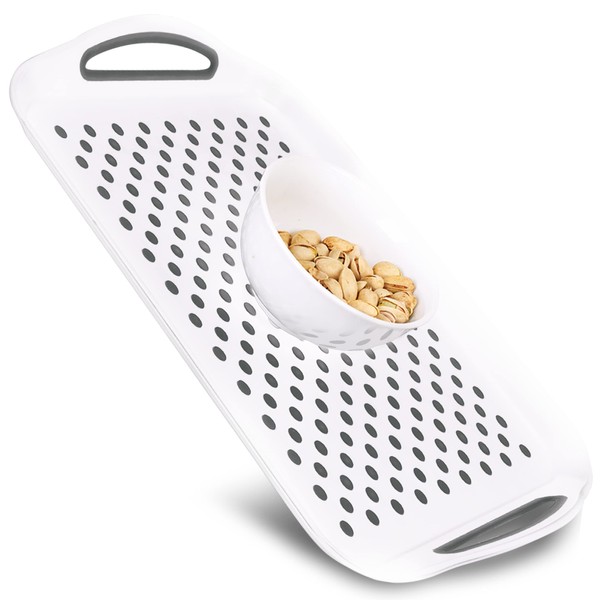 Rectangular Non Slip Serving Tray with Handles That are Easy to Grip Silicone Nubs Non Skid Plastic Food Tray - Portable Dinner Trays for Eating - Anti Slip Lap Bed TV Carrying Tray