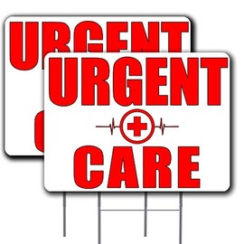 2 Pack Urgent Care Yard Sign 16" x 24" - Double-Sided Print, with Metal Stakes 841098106362